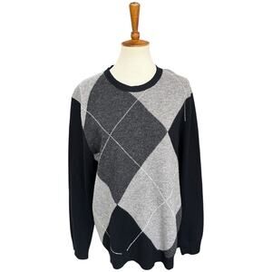 Express 100% Lambswool Checkered Panel Men's Sweater Size Large